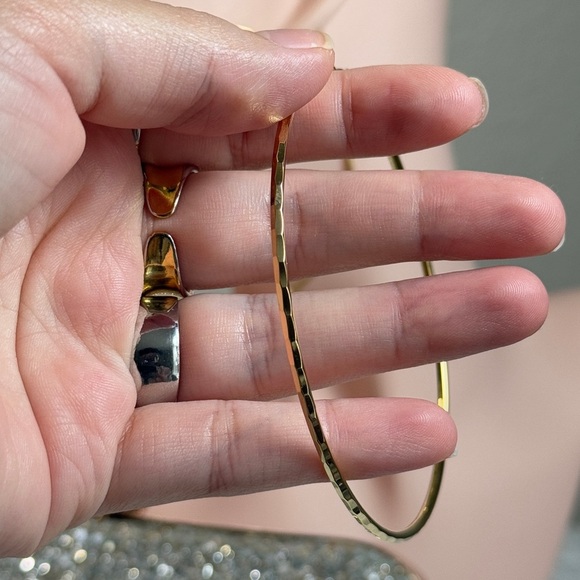 Shiny Gold Hoop Earrings - Picture 4 of 7